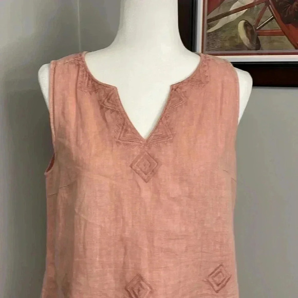 ARTISAN NY 100% Linen Sleeveless Dress Dusty Rose Pink Size Medium Pockets - Picture 2 of 6